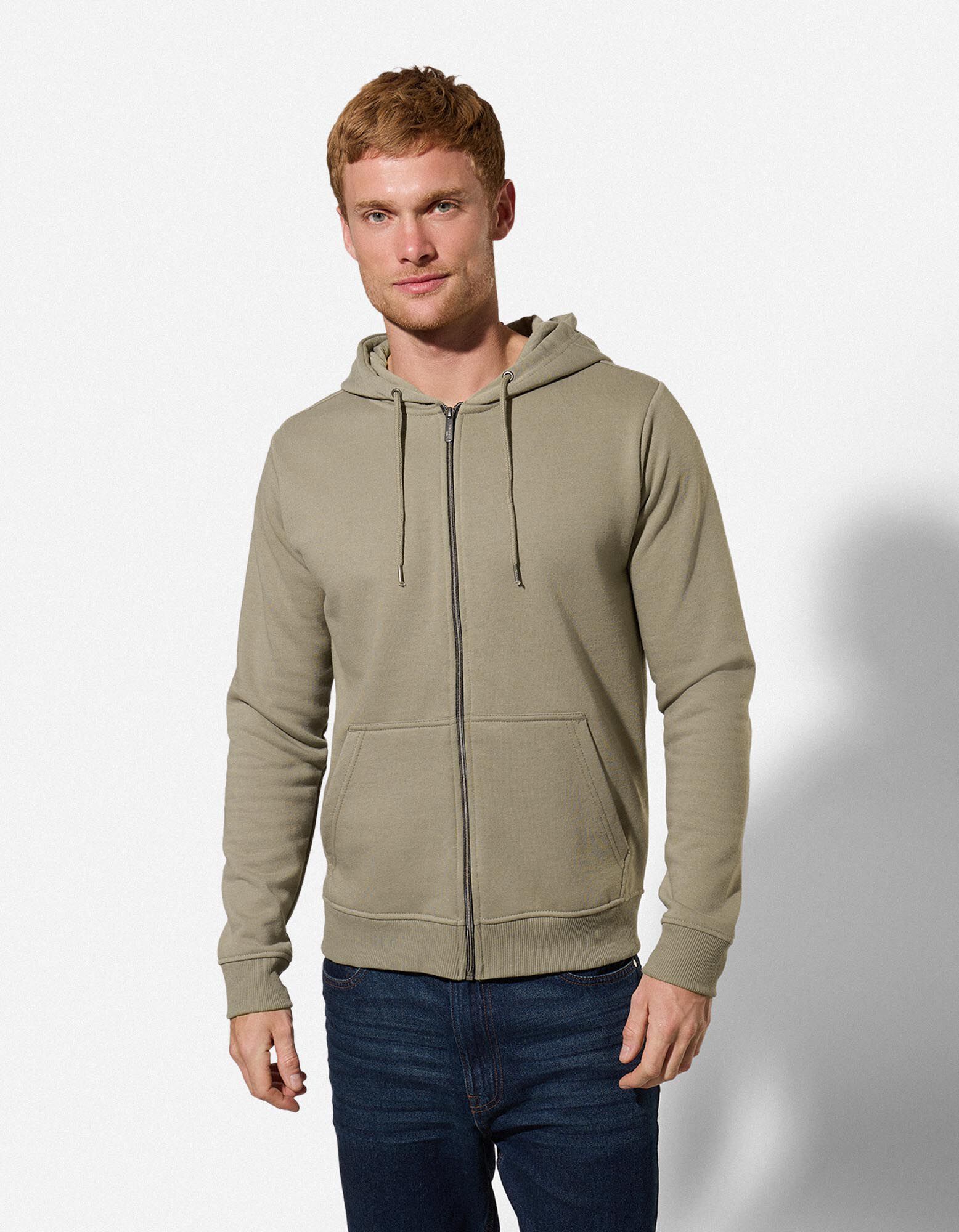 Sweatjacke - Kapuze mit Tunnelzug - Khaki