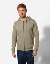 Sweatjacke - Kapuze mit Tunnelzug - Khaki