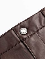 Kalhoty - Imitace kůže - tmave cervená