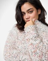 Cardigan - Pl&uuml;sch - wei&szlig;