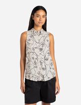 Camicia blusata - Stampa allover - bianco