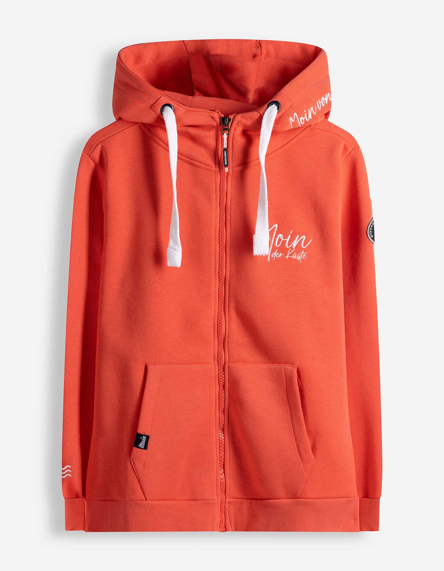 Sweatjacke - Stickerei - orange