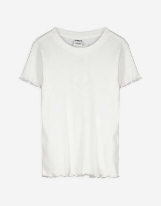 T-shirt - falisty brzeg - bialy