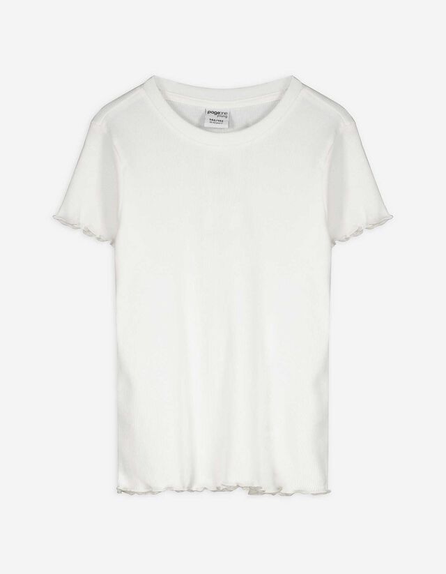 T-Shirt - Rippenstruktur - weiß