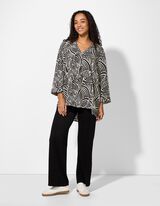 Bluse - Allover-Muster - schwarz