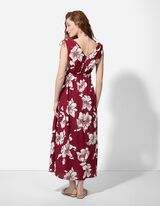 A-vonalú ruha - Virágmintás - mélyvörös