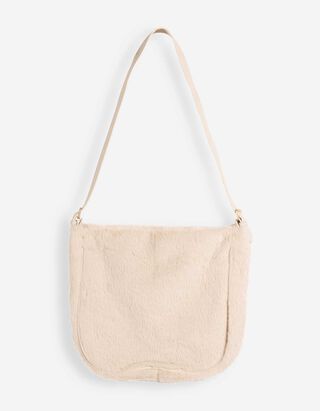 Umh&auml;ngetasche - Kunstfell - Beige