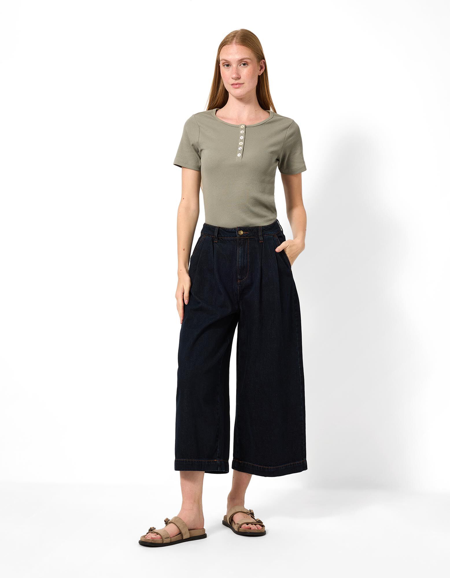 T-shirt - Knoopsluiting - groen