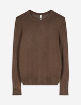 Strickpullover - Zierknöpfe - dunkelbraun