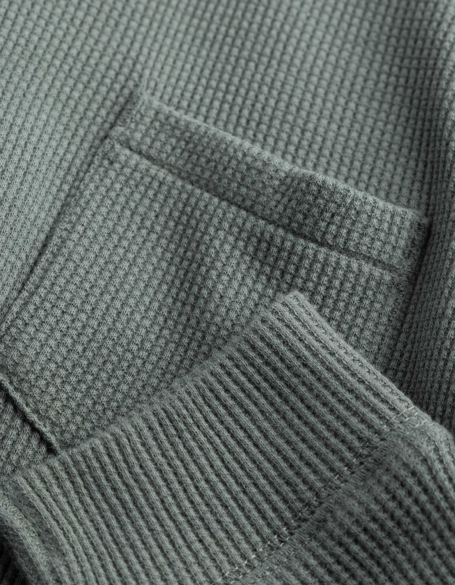 Langarmshirt - Waffelstruktur - Dunkelgr&uuml;n