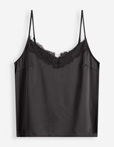 Top - Spitzenbesatz - schwarz