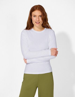 Maglia a manica lunga - Contenuto di modal - bianco