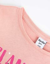 Komplet srajce in krila - Lesketajoč se potisk - roza