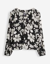 Blouse - Motif floral - noir