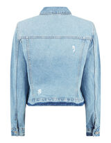 Damen Stone Washed Jeansjacke mit Webpelz