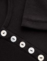 T-Shirt - Knopfleiste - Schwarz