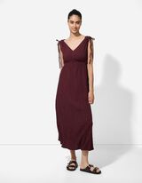 A-vonalú ruha - V-kivágás - sotetlila