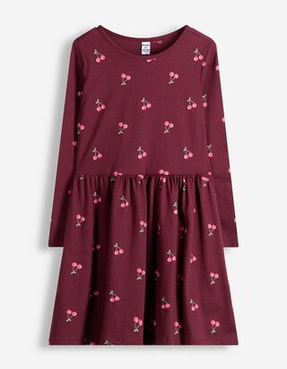 Kleid - Allover-Print - Dunkelrot