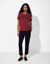 Tričko - Ozdobn&eacute; kam&iacute;nky - tmave cerven&aacute;