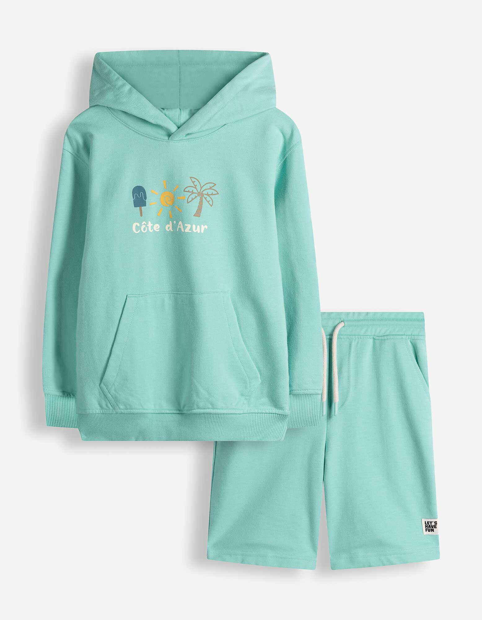 Set aus Sweatshirt und Shorts - Sweat - T&uuml;rkis