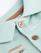 Poloshirt - Allover-Print - türkis