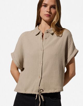 Hemd - Musselin - Braun
