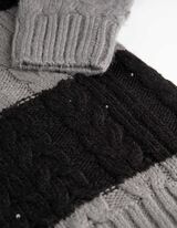 sukienka dzianinowa - z cekinami - szary