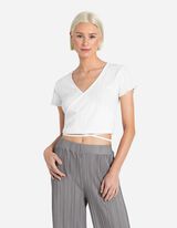 Zkrácené tričko - Šněrování - bílá