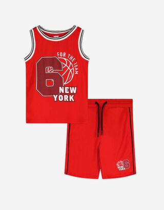 Set aus Top und Hose - Print - rot