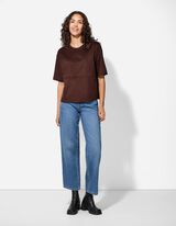 Póló - Bőrhatású - sötétbarna