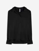 Bluse - Satin - schwarz
