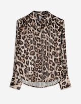 Camicia blusata - Motivo leopardato - marrone