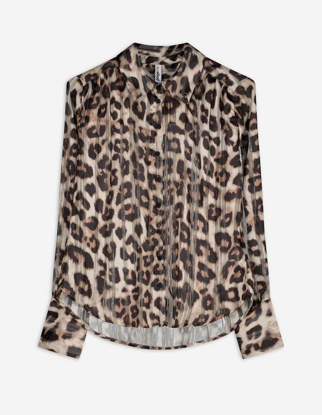 Camicia blusata - Motivo leopardato - marrone
