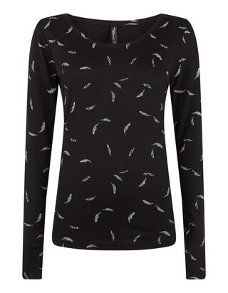 Damen Longsleeve mit Feder-Print
