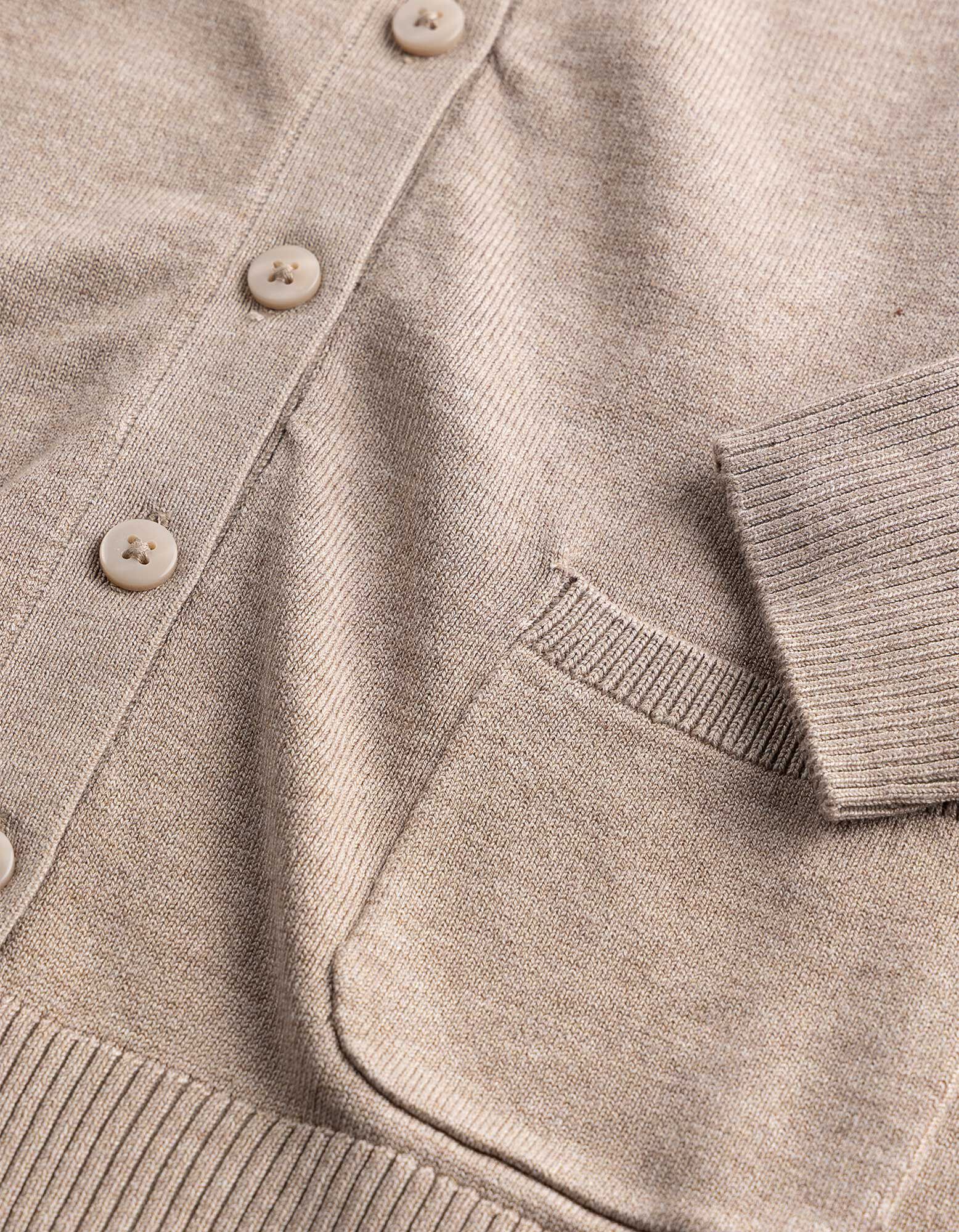 Strickjacke - Knopfleiste - Beige