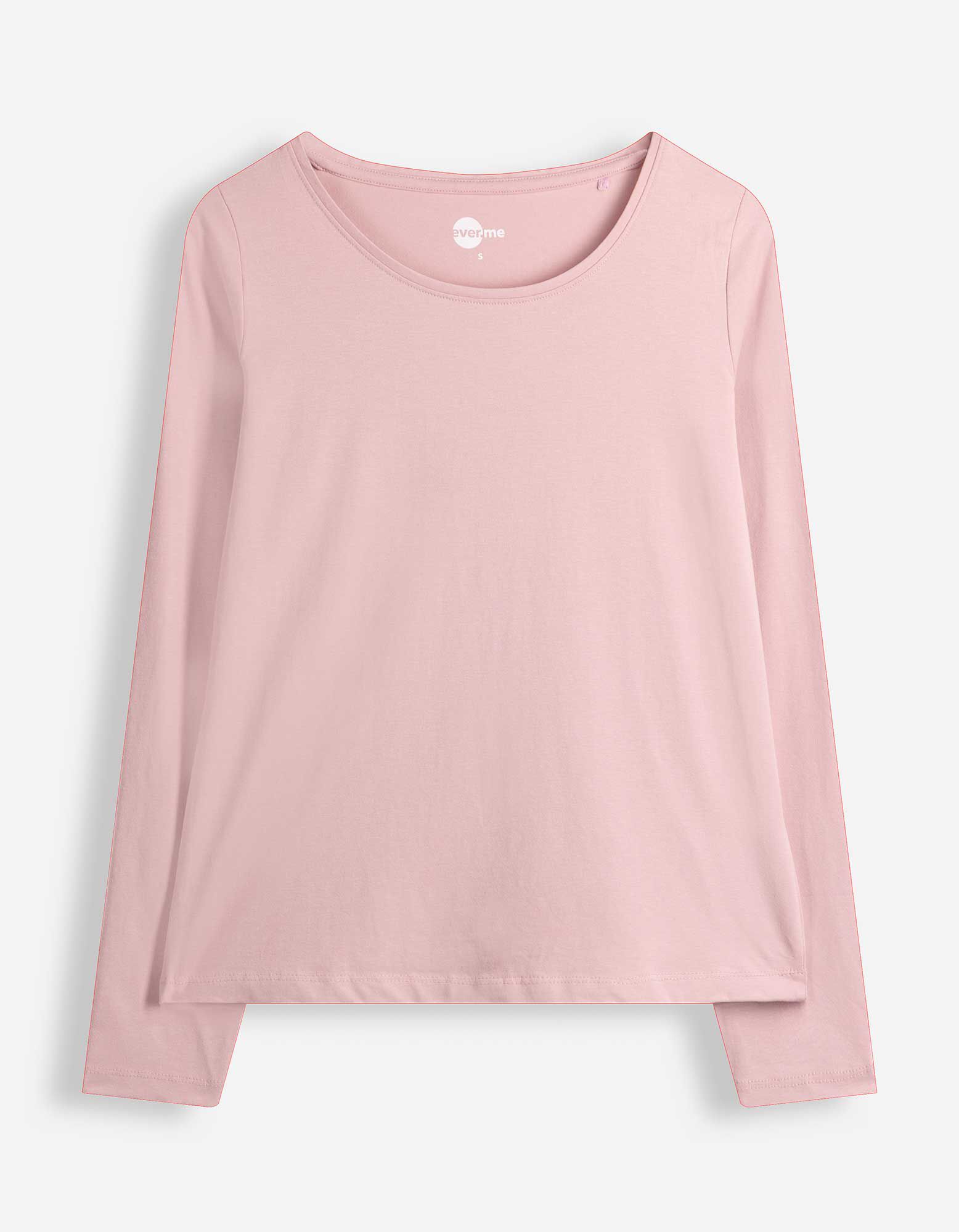 Langarmshirt - Baumwolle - Rosa