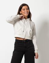 Skraćena dukserica - sa vezicom - bela