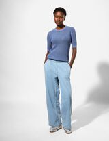 Sweter z dzianiny - Mieszanka bawełny - ciemny niebieski