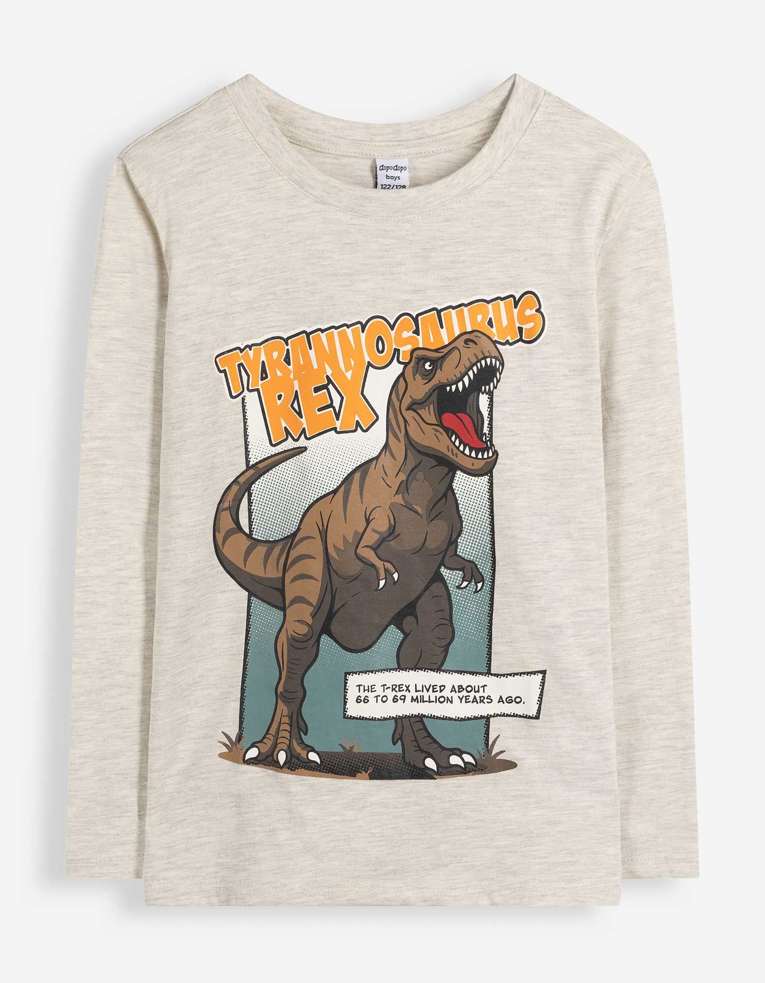 Langarmshirt - Frontprint - Beige