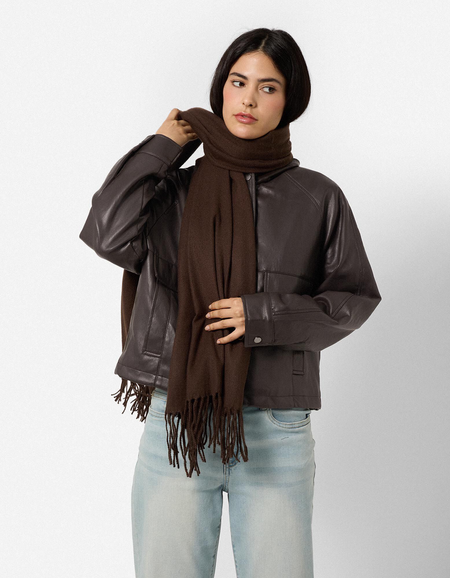 Blouson - Imitatieleer - Donkerbruin