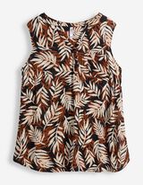 Top sans manches - Motif all-over - Brun