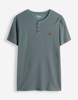 T-Shirt - Knopfleiste - t&uuml;rkis