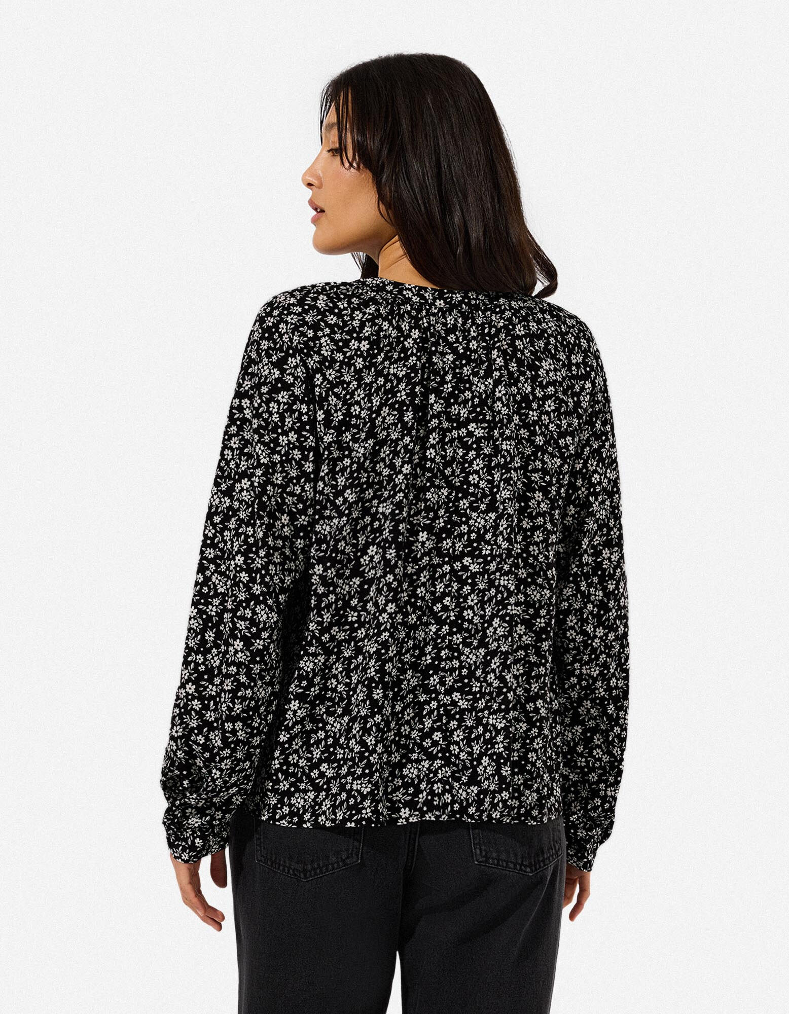 Bluse - Florales Muster - Beige