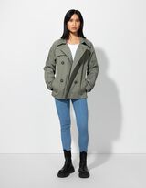 Trenčkot - Zmes bavlny - tmavozelena