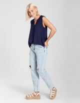 Bluza - LENZING&trade; ECOVERO&trade; - tamno-plava