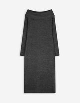 Strickkleid - Carmen-Ausschnitt - grau