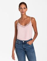 Ujjatlan felső - Csipker&aacute;t&eacute;ttel - rozsaszin