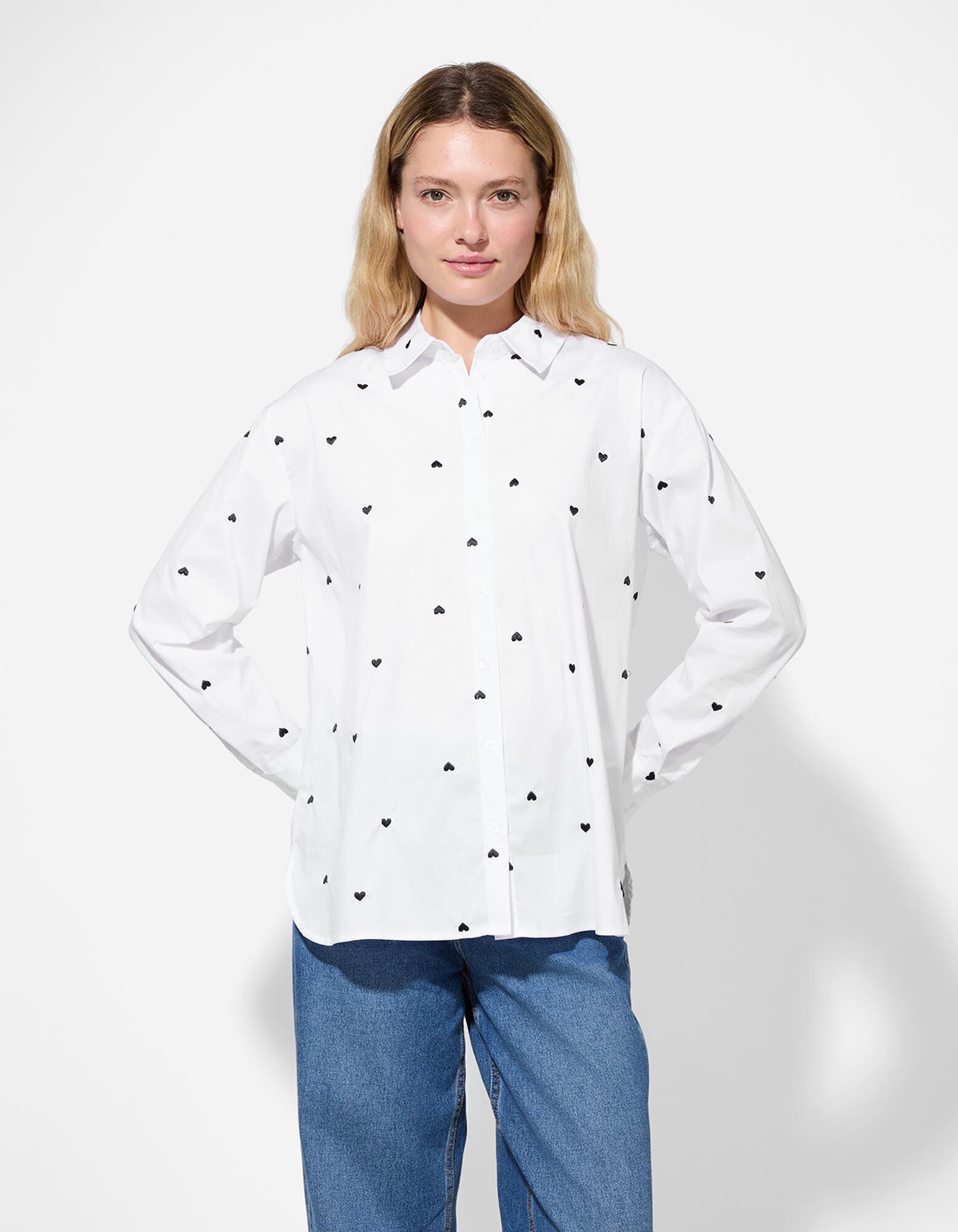 Bluse - Stickerei - Wei&szlig;