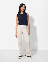 Gebreide top - Viscosemix - donkerblauw