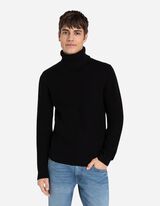 Sweter z dzianiny - golf - czarny